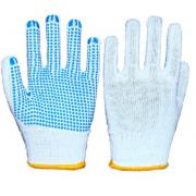 #G115 12 Pairs White Cotton PVC Dots Gloves - 10 bags/cs