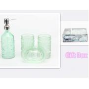 #1265, 4PC Green Glass Soap Dispenser Set with Gift Pack-6 sets/cs