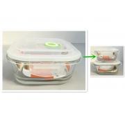 Glass Food Container with Snap lid-Square Shape-M Size-18.6 Oz/550ml