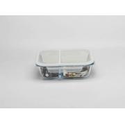 1040ml/35OZ Dual Compartment Rectangle glass food container