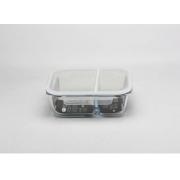 1520ml/51OZ Dual Compartment Rectangle glass food container