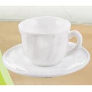 Opal White Coffee Cup and Saucer Set